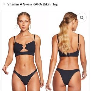 NWT Vitamin A Kara Bikini Top in Black EcoRib, Small